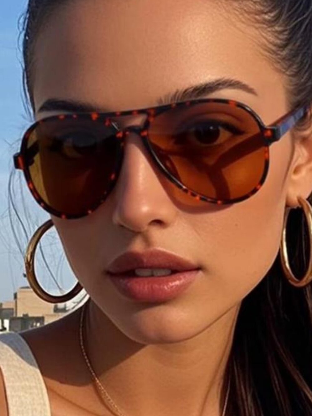 Retro Leopard Print Sunglasses